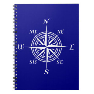 Navy Blue on White Coastal Compass Rose Notizblock