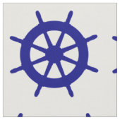 Navy Blue on White Coastal Decor Ship Wheel Stoff (Nahaufnahme)