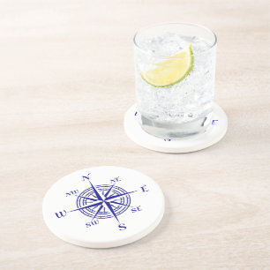 Navy Blue on White Coastal Dekoration Kompass Rose Untersetzer