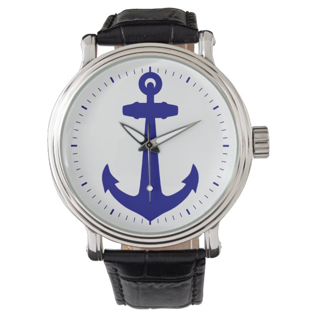 Navy Blue on White Coastor Anchor Armbanduhr (Vorderseite)