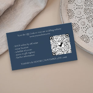 Navy Blue Online-RSVP-QR-Code-Hochzeit Begleitkarte