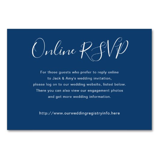 Navy Blue Online Website UAWG Enclosure Cards Tischnummer (Vorderseite)