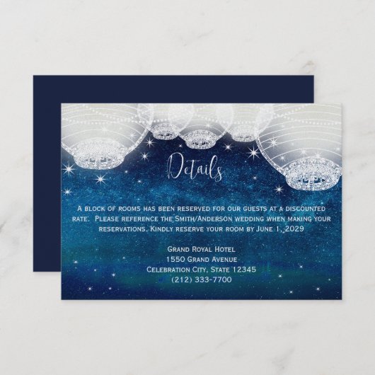 Navy Blue Opulence Galaxy Paper Lantern Umschließu RSVP Karte (Vorne/Hinten)