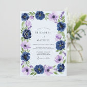 Navy Blue Opulent Spring Wedding Einladung (Stehend Vorderseite)
