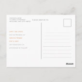 Navy Blue Orange Boho Floral Fall Save the Date Postkarte (Rückseite)