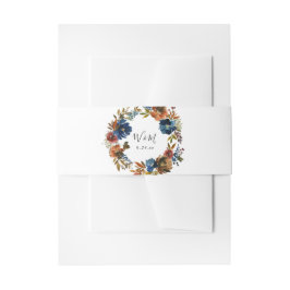 Navy Blue, Orange & Brown 5 Floral 2 Einladungsbanderole