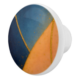 Navy Blue Orange Gold Abstrakt Artistic Zuhause Keramikknauf