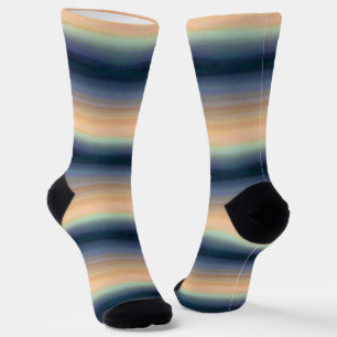 Navy Blue Orange Ombre Color Socken