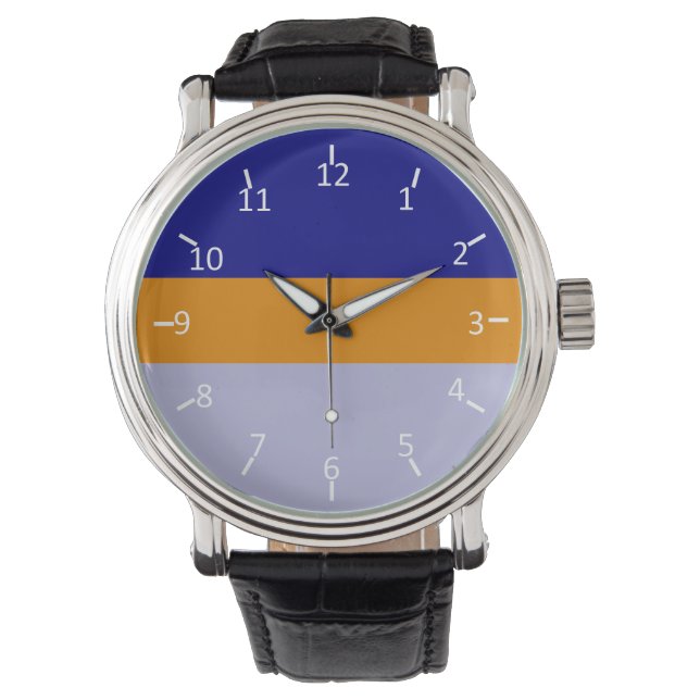 Navy Blue, Orange und Periwinkle Armbanduhr (Vorderseite)