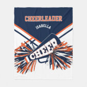 Navy Blue, Orange und White 📣 Cheerleader Fleecedecke (Vorderseite)