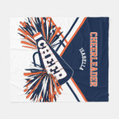 Navy Blue, Orange und White 📣 Cheerleader Fleecedecke (Vorderseite (Horizontal))