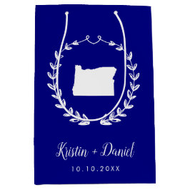 Navy Blue Oregon Map Wedding Welcome Swag Mittlere Geschenktüte