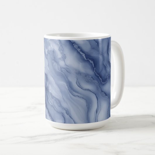 Navy- Blue Organic Marble-Like Texture Kaffeetasse (VorderseiteRechts)