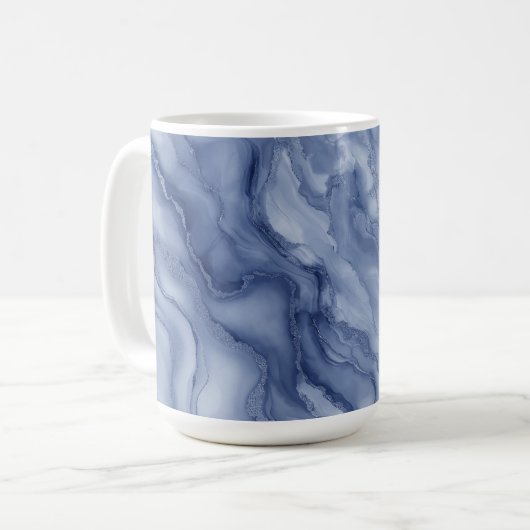 Navy- Blue Organic Marble-Like Texture Kaffeetasse (Vorderseite Links)