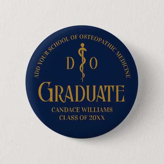 Navy Blue Osteopathic Medical School Abschluss Button (Vorderseite)