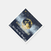 Navy Blue Over Moon and Stars Baby Shower Serviette (Ecke)