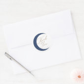 Navy Blue Over Moon Boy Baby Shower Runder Aufkleber (Umschlag)