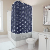 Navy Blue Paddle Monogram Lake House Nautic Duschvorhang (Beispiel)