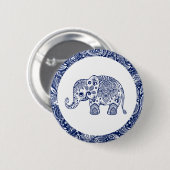 Navy Blue Paisley Elephant Button (Vorne & Hinten)