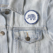 Navy Blue Paisley Elephant Button (Beispiel)