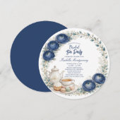 Navy Blue Palette Tea Party Bridal Shower Einladung (Vorne/Hinten)