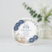 Navy Blue Palette Tea Party Bridal Shower Einladung (Stehend Vorderseite)