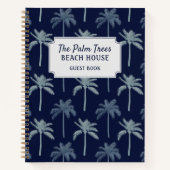 Navy Blue Palm Trees Beach House Gästebuch Notizblock (Vorderseite)