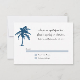 Navy Blue Palmenbaum Hochzeit RSVP Karte