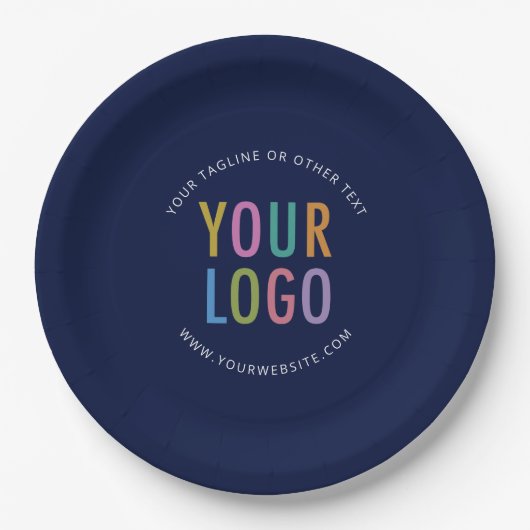 Navy Blue Paper Plates Custom Business Logo Bulk Pappteller (Vorderseite)