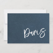 Navy Blue Paris Passport Dankeskarte (Rückseite)