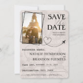Navy Blue Paris Passport Save the Date (Rückseite)