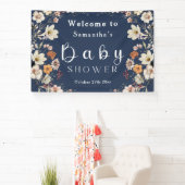Navy Blue Pastel Boho Wildblume Babydusche Banner (InSitu)