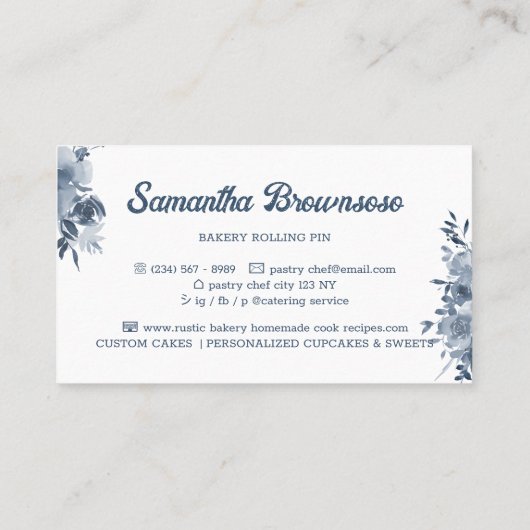 Navy Blue Pastry Koch, hausgemachte Bäckerei Visitenkarte (Rückseite)