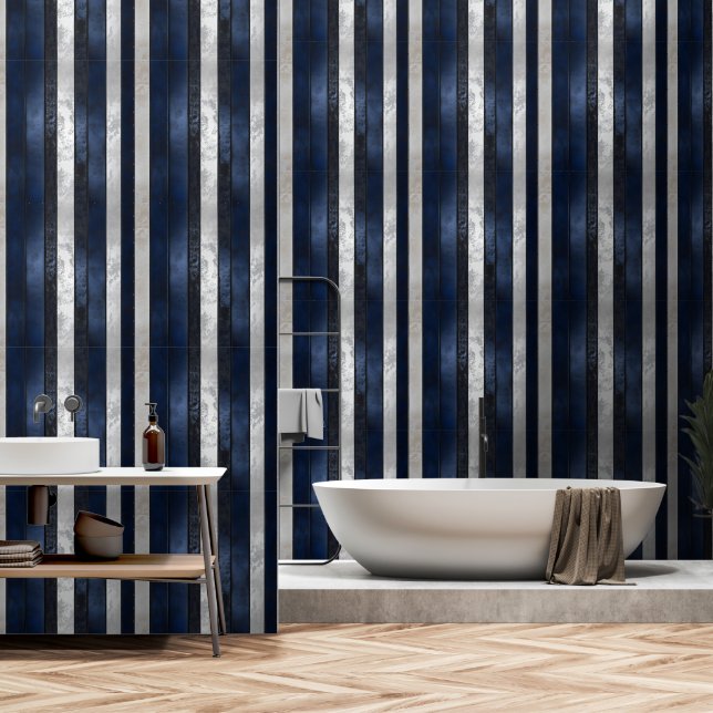 Navy Blue Pattern Tapete (Badezimmer)