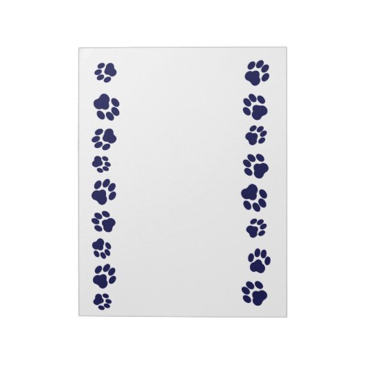 Navy Blue Paw Print Notepad Notizblock (Rotiert)