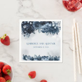 Navy Blue Peony Silver Eukalyptus Greenerity Weddi Serviette (Beispiel)