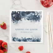 Navy Blue Peony Silver Eukalyptus Greenerity Weddi Serviette (Beispiel)