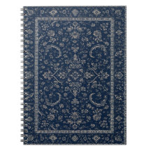 Navy-Blue-Perser-Teppich-Blumenmuster-Notizbuch