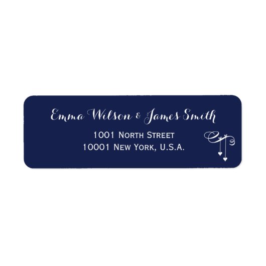 Navy Blue Personalisiert Address Labels mit Herz (Vorne)