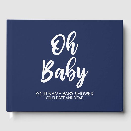 Navy Blue Personalisiert Baby Showbook Gästebuch (Vorderseite)