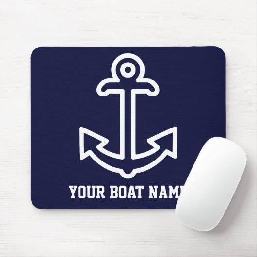 Navy Blue Personalisiert Boat Anchor Mouse Pad Mousepad (Mit Mouse)