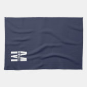Navy Blue Personalisiert Bold Monogram und Name Geschirrtuch (Horizontal)