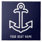 Navy Blue Personalisiert Bootanchor Keramik Tile Fliese (Vorderseite)