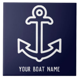 Navy Blue Personalisiert Bootanchor Keramik Tile Fliese