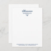 Navy Blue Personalisiert Calligraphy Name Business Mitteilungskarte (Vorne/Hinten)