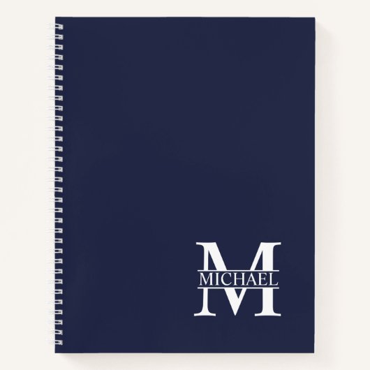 Navy Blue Personalisiert Eleganton Monogram und Na Notizblock (Vorderseite)
