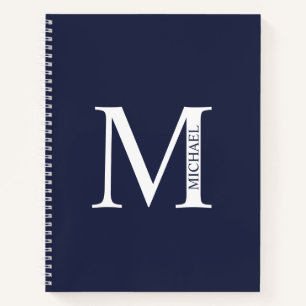 Navy Blue Personalisiert Eleganton Monogram und Na Notizblock