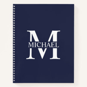 Navy Blue Personalisiert Eleganton Monogram und Na Notizblock