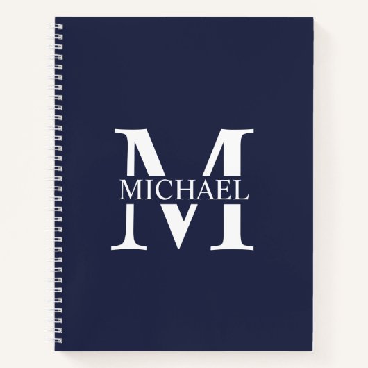 Navy Blue Personalisiert Eleganton Monogram und Na Notizblock (Vorderseite)