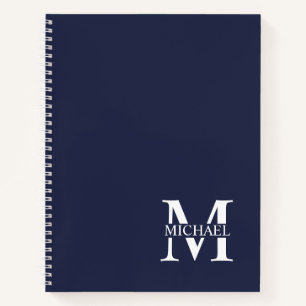 Navy Blue Personalisiert Eleganton Monogram und Na Notizblock